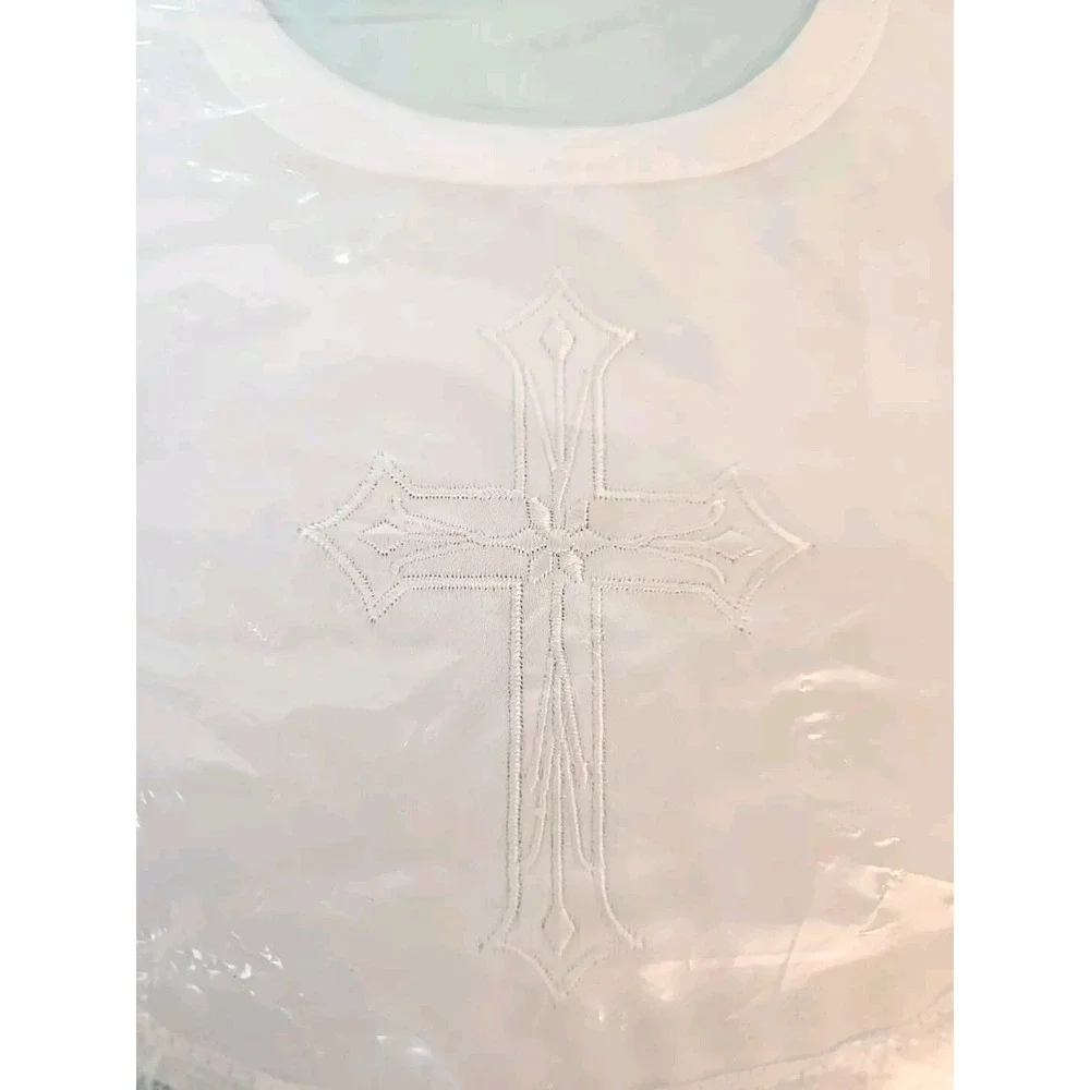 Infant Baptism Christening white embroidered Cross socks and Bib